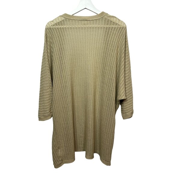 Time and Tru Open Knit Cardigan Tan Plus Size XXL 2X Lightweight Layering Fall - Picture 2 of 9